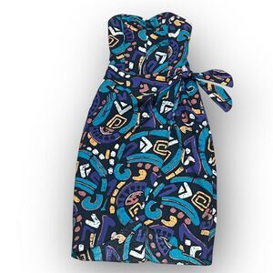 All that Jazz Strapless Dress - Blue and Purple Pattern